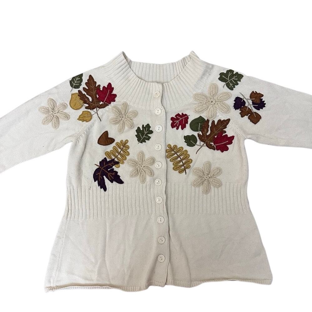 Classic Elements Fall Embroidered Floral Cardigan… - image 3